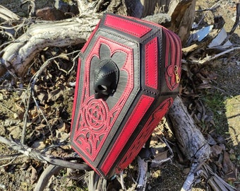 Leather coffin backpack, coffin bag, leather coffin