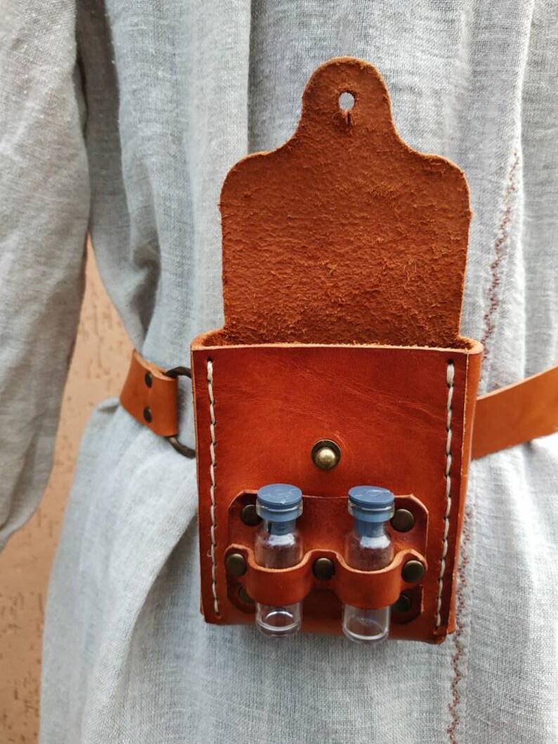 Potion holder leather belt bag LARP Costume Medieval Belt Etsy