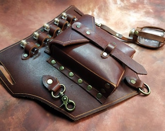 Leather Steampunk Utility Belt slider, Belt slider pouch, tool belt, medicine pouch, pipe pouch, Steampunk Accessory, Belt Slide, Hip Pouch