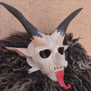 Krampus Leather Mask – Handmade Black Goat Demon Mask, Baphomet Devil Mask for Cosplay, Festivals, and Halloween