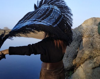 Hand Woven Wool Triangle Shawl: Medieval Elven Wrap