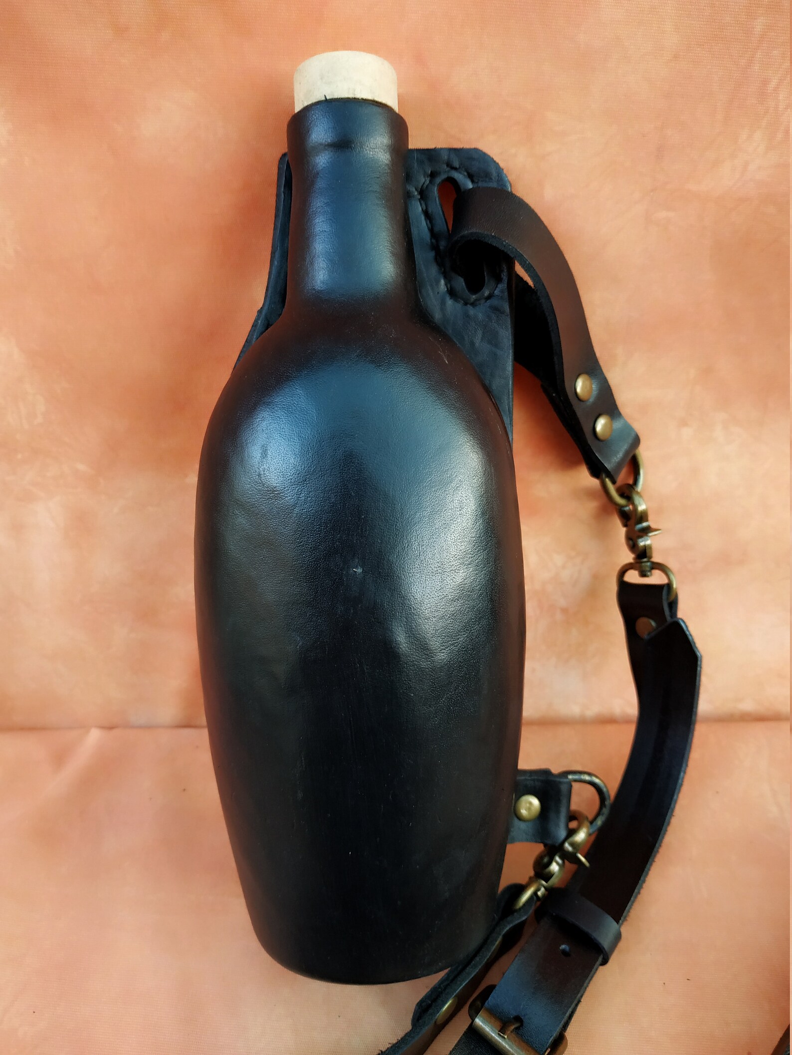 Glass Leather Bottle Medieval Leather Water Bottle Medieval Etsy