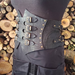 Handgefertigte Schwarze Leder Steampunk Korsett Gürtel: Festival Cosplay Kostüm