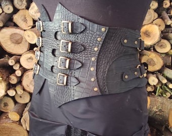 Black Leather Steampunk Corset Belt Costumes, medieval costume, Steampunk, Festival-wear Chest-harness,for cosplay Larp, Vikings, witches