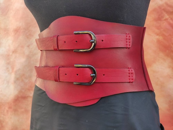 Leather Corset Belt Wide Waist Belt Womens Western Belt Rustic Underbust Corset  Plus Size Available Genuine Leather Brown Belt 