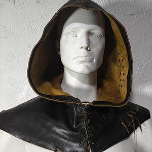 Handcrafted Leather Hood: Medieval LARP Cosplay Capelet