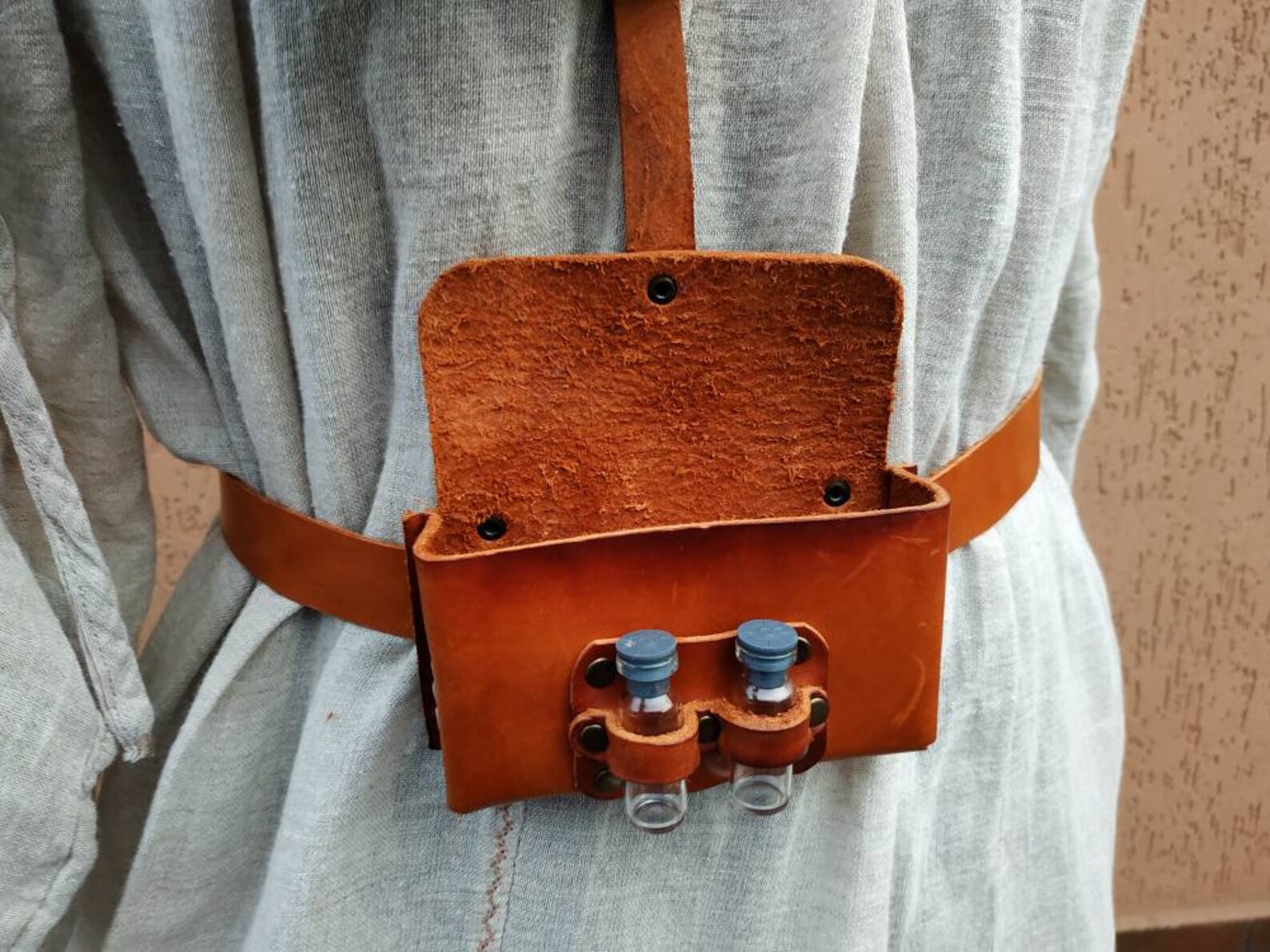 Potion holder leather belt bag LARP Costume Medieval Belt Etsy