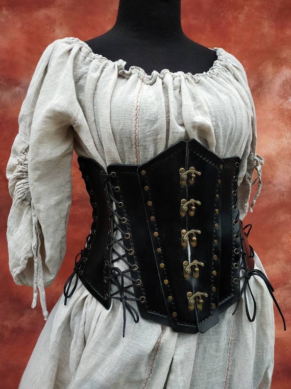 Handmade Leather Underbust Corset Belt: LARP Steampunk  display picture 3