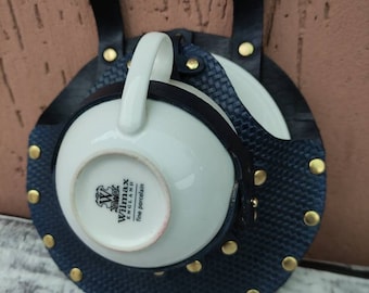 Fondina in pelle per tazza da tè Steampunk: accessorio per cosplay LARP