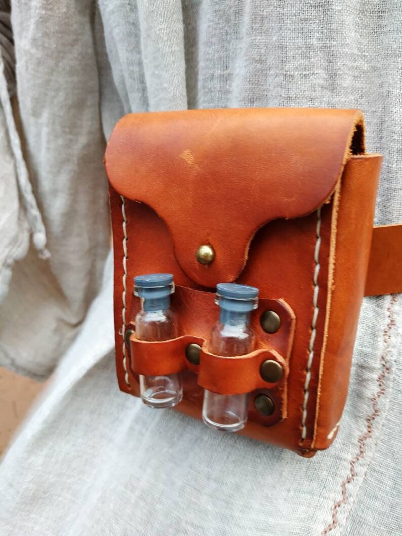 Potion holder leather belt bag LARP Costume Medieval Belt Etsy