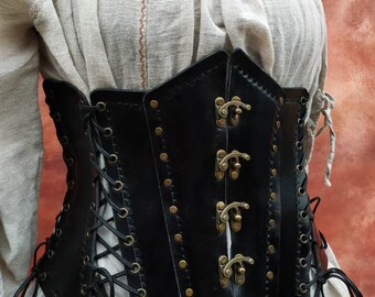 Faux Leather Corset Belt Adjustable 29-31in Renaissance Steampunk Cosplay Adjustable Faux Leather Corset Belt: Renaissance Medieval  main image 3