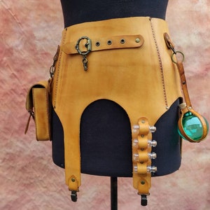 Handgefertigter Steampunk Ledergürtel: Alchemist Korsett, Cosplay Kostüm