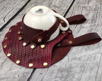Steampunk holster, holder tea cup,Steampunk Tea dueling Holster,Tea Party,Cosplay,LARP