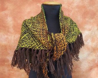 Hand Woven Wool Triangle Shawl: Medieval Elven Wrap