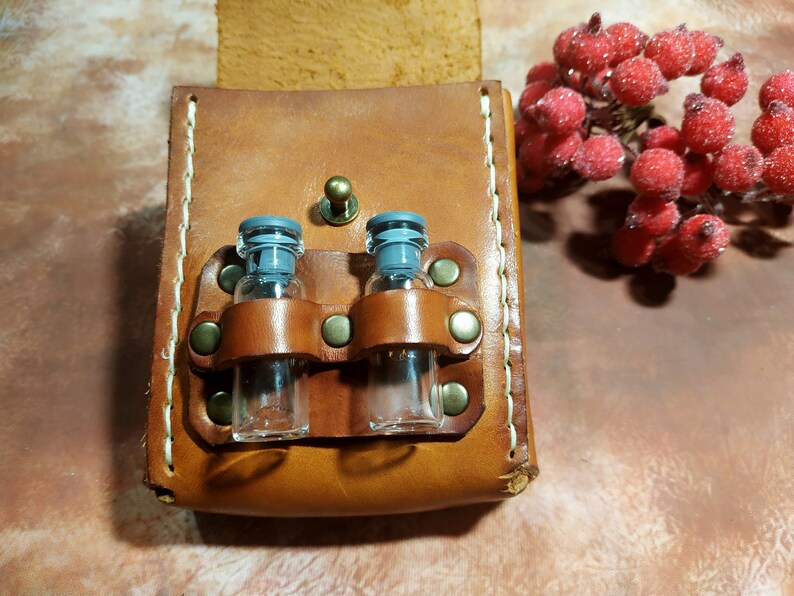 Potion holder leather belt bag LARP Costume Medieval Belt Etsy