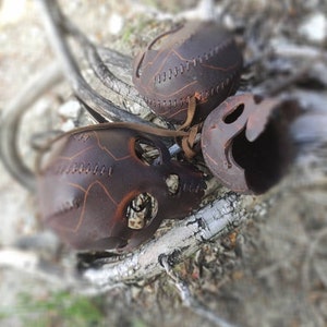 Hand Sewn Leather Skull Decor: Waxed Linseed Oil Treated