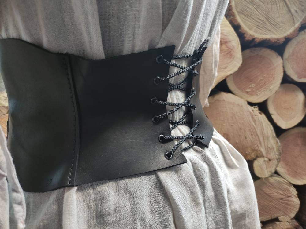 Brown Leather Corset Belt: Wide Waist Cincher, Western Style  display picture 1
