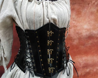 Leather Medieval Corset Underbust Belt Costumes, Medieval