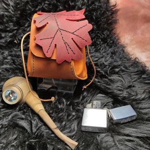 Handcrafted Leather Drawstring Coin Pouch: Medieval Tobacco Bag