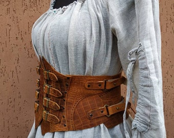 Leather Steampunk Corset Belt Costumes, medieval costume, Steampunk, Festival-wear Chest-harness,for cosplay and Larp, Vikings, witches