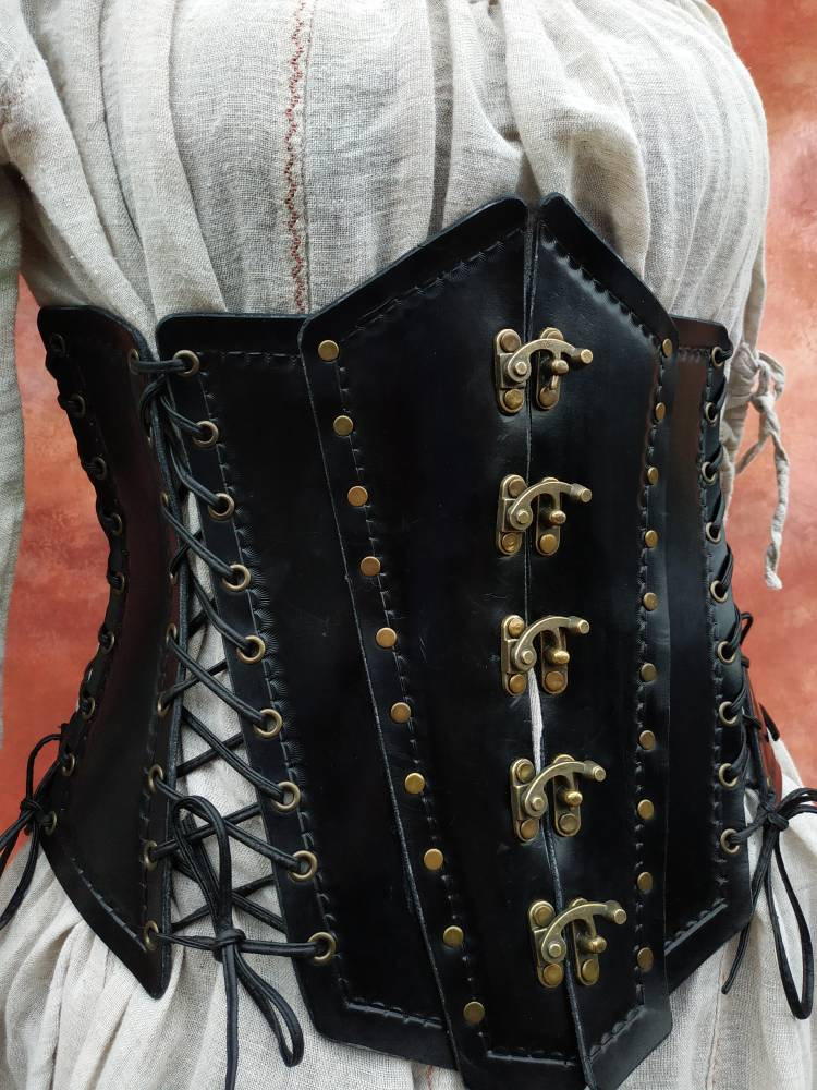 Handmade Leather Underbust Corset Belt: LARP Steampunk  display picture 2