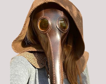 Handcrafted Leather Plague Doctor Mask: Steampunk Halloween Costume
