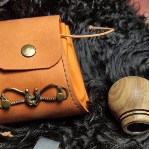 Handcrafted Leather Drawstring Coin Pouch: Medieval Tobacco Bag