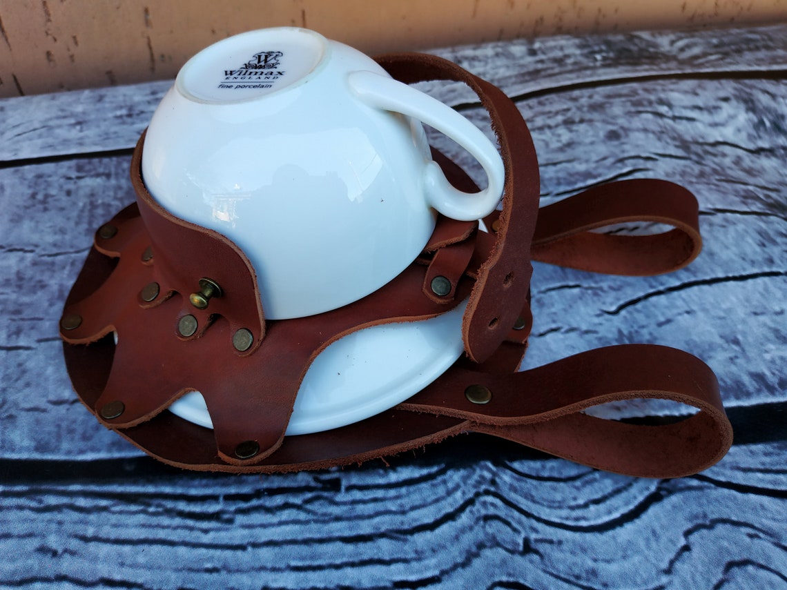 Belt holder for a tea cup Steampunk Tea dueling Holster Tea Etsy