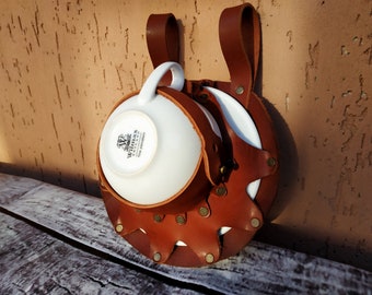 Fondina in pelle per tazza da tè Steampunk: accessorio per cosplay LARP