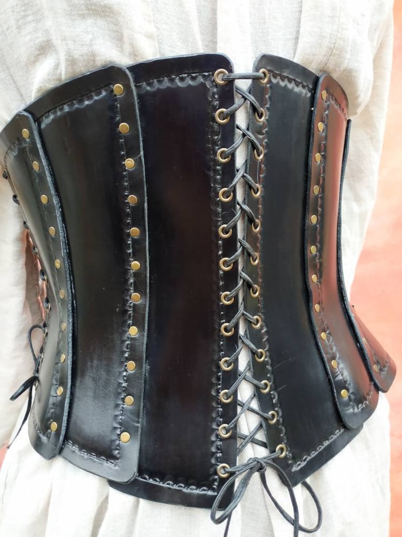 Leather medieval Corset Underbust Belt Costumes medieval | Etsy