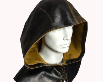 Medieval Leather Hood: LARP Cosplay Armor Capelet