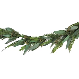 Eucalyptus Cedar Garland Wedding Christmas 4 ft Willow Seeded Unique Mantel Table Decor Faux Leaves Green Foliage