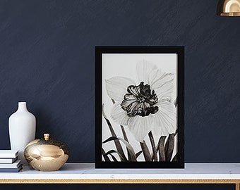 Photorealistic painting / daffodil / ink painting / ink / framed / original / love / painting / spring / holiday / Christmas