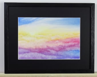 Abstract Painting / Sunrise 2 / Sky / Clouds / Watercolor / Original / Watercolor Painting / Sunrise / Horizon / Christmas