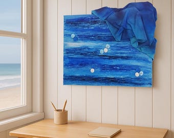 Tra le onde - Dipinto astratto originale a tecnica mista / Oceano / Mare aperto / Onde / Paesaggio marino / Piccolo murale