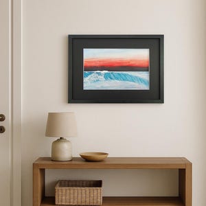 Dipinto surrealista / Onde 2 / Onde / Oceano / Tecnica mista / Originale / Acquerello / Inchiostro acrilico / Acqua / Orizzonte / Natale