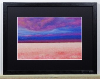 Abstract Art / Red Salt Flats / Desert / Pastel / Original / Landscape / Pastel / Dryness / Horizon / Salt / Christmas / Love