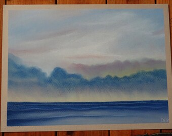 Abstract Art / Seascape 1 / Ocean / Pastel Painting / Original / Seascape / Pastel / Sea / Horizon / Rain / Christmas / Love