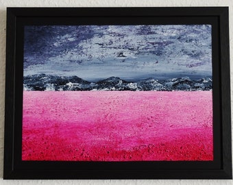 Abstract Painting / Pink Desert / Desert / Acrylic Painting Framed / Original / Landscape Painting / Painting / Artwork / Love / Christmas