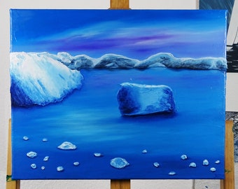 Surreal Painting / Arctic 3 / Ocean / Arctic / Original / Seascape / Love / Ice / Snow / Winter / Oil Painting / Christmas