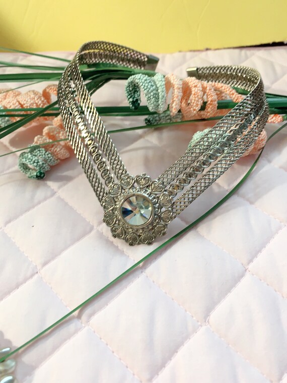 Vintage Choker / Silver Crystal Choker