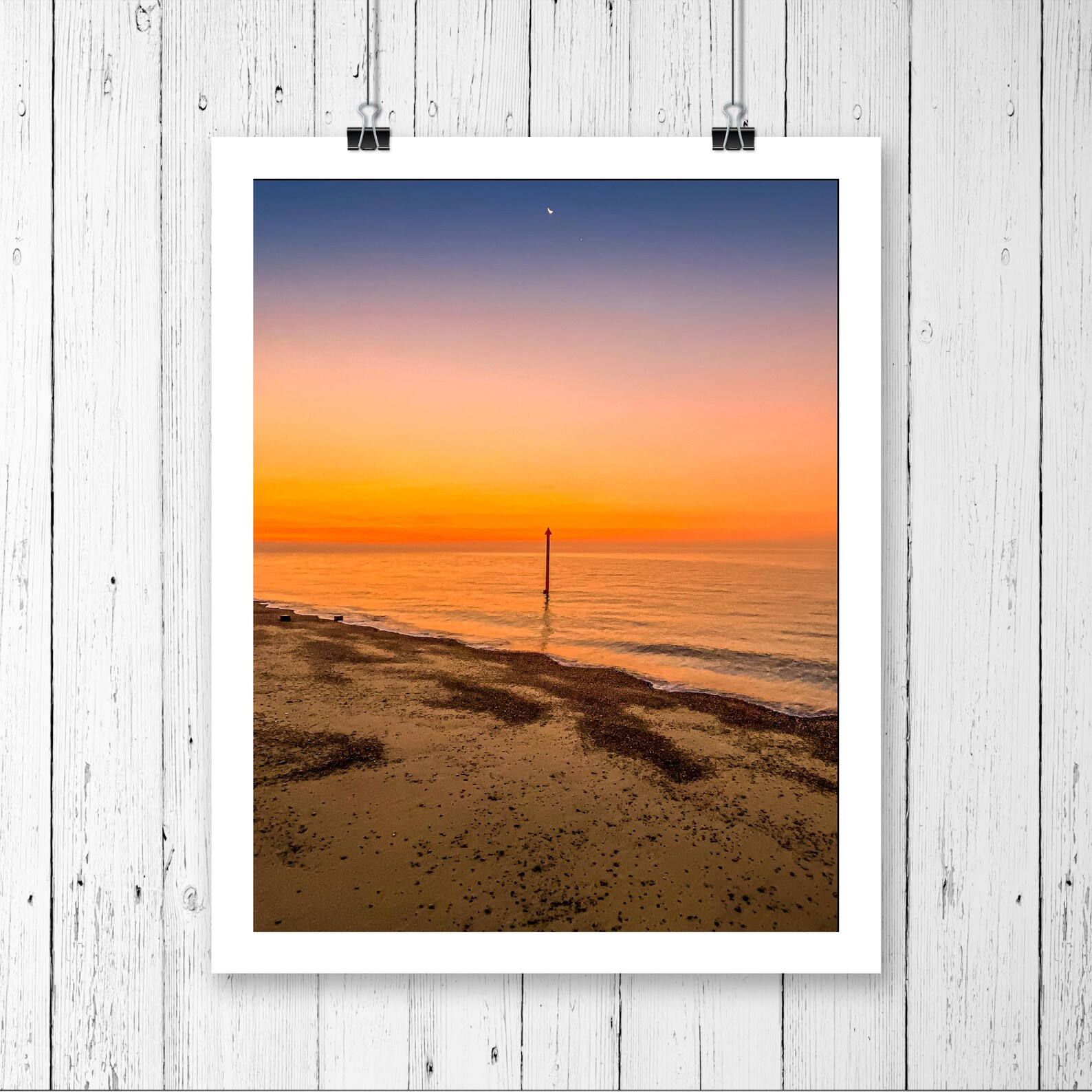 Felixstowe Beach Fotografía Sunset Canvas, Suffolk Landscapes Wall Art