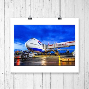 British Airways Boeing 747 Poster, Aviation Decor Memorabilia Gifts
