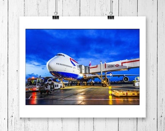 British Airways Boeing 747 Poster, Aviation Decor Memorabilia Gifts