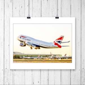 British Airways Boeing 747 Poster, Aviation Decor Memorabilia Gifts