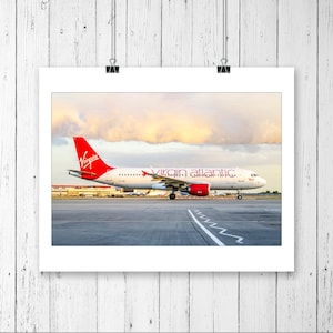 Virgin Atlantic Airbus A320 Art Poster Print Aviation Decor Memorabilia Gifts