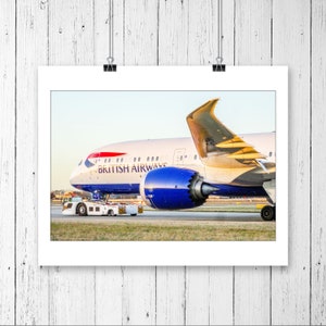 British Airways Boeing 787 Dreamliner Aviation Memorabilia Art Decor Poster Print, Husband Unique Birthday Gift For Men Husband Fathers Day
