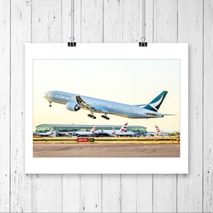 Cathay Pacific Boeing 777 Aviation Memorabilia Art Decor Poster Print, Husband Unique Birthday Gift For Men Husband Fathers Day
