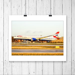 British Airways Boeing 787 Dreamliner, Aviation Memorabilia Art Decor Poster Print, Husband Unique Birthday Gift For Men Husband Fathers Day