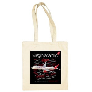 Virgin Atlantic Boeing 787 Dreamliner "Birthday girl" Cotton Shopper/Tote Bag
